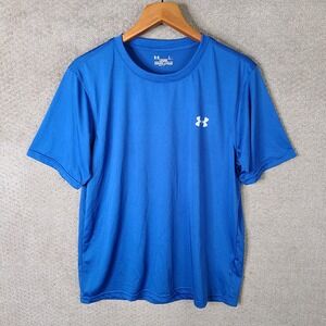 Under Armour Shirt Mens Large Blue Loose‎ Fit Short Sleeve Athletic Polyester